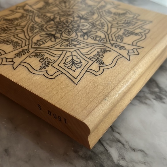 Holly Berry House Large Rubber Wooden Handmade Square Design Craft Stamp - Picture 2 of 5